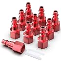 GASHER 10PCS 1/4-Inch NPT Female Red Aluminum Industrial Air Plug, Pneumatic Plugs 300PSI