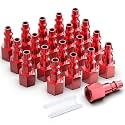 GASHER 20PCS 1/4-Inch NPT Female Red Aluminum Industrial Air Plug, Pneumatic Plugs 300PSI