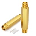 GASHER 2PCS 1/2" MNPT Brass Long Nipple 4" Length Pipe Fitting