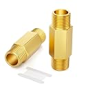 GASHER 2PCS 1/4" MNPT Brass Long Nipple 2" Length Pipe Fitting