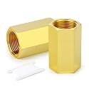 GASHER 2PCS 3/8" FNPT Brass Long Nipple 2" Length Pipe Fitting
