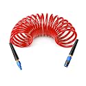 GASHER 3/8" 10FT Polyurethane Recoil Air Hose AMT Universal Coupler Red