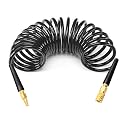 GASHER 3/8" 10FT Polyurethane Recoil Air Hose with Quick Coupler Plug Black