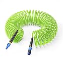 GASHER 3/8" 25FT Polyurethane Recoil Air Hose AMT Universal Coupler Green