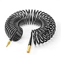 GASHER 3/8" 25FT Polyurethane Recoil Air Hose with Quick Coupler Plug Black