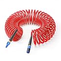 GASHER 3/8" 25FT Polyurethane Recoil Air Hose AMT Universal Coupler Red