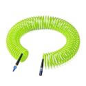GASHER 3/8" 50FT Polyurethane Recoil Air Hose AMT Universal Coupler Green