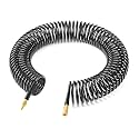 GASHER 3/8" 50FT Polyurethane Recoil Air Hose with Quick Coupler Plug Black