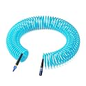 GASHER 3/8" 50FT Polyurethane Recoil Air Hose AMT Universal Coupler Blue