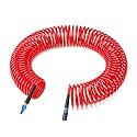 GASHER 3/8" 50FT Polyurethane Recoil Air Hose AMT Universal Coupler Red