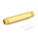 GASHER 3/8" MNPT Brass Long Nipple 6" Length Pipe Fitting