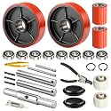 GASHER Pallet Jack/Truck Steering Wheels Set with Axle, Steering Wheels 7"x 2" Pair, Front Load Roller 3" x 3.75" Pair with Bearings,for Most Hand Pallet Jacks