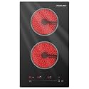GASLAND 2 Burner Electric Cooktop 12 Inch, ETL Certificated, 240V Radiant Ceramic Cooktop for Apartment, 2400W Electric Glass Stove Top, Slide Touch Control, Child Safety Lock, Timer