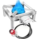 GasOne Stainless Steel Single Propane Burner - Outdoor Cooking with Heat Shield and Guard – Propane Burner Head for Camping, Tailgating, Seafood Boil, Home Brewing - Patented