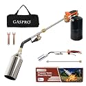 GASPRO Propane Torch Weed Burner Kit,High Output Weed Torch Flamethrower Detachable Long Arm Heavy Duty Blow Torch with Long/Short Mode for Garden,Melting Ice & Snow BBQ（Orange）