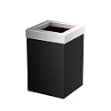 Gatco Small Bathroom Trash Can with Lid, Square 3 Gallon Stainless Steel Wastebasket, Under Sink, Matte Black and Satin Nickel, for Bathroom, Bedroom, Office (1915SN)