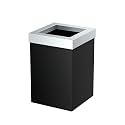 Gatco Small Bathroom Trash Can with Lid, Square 3 Gallon Stainless Steel Wastebasket, Under Sink, Matte Black and Chrome, for Bathroom, Bedroom, Office (1915C)