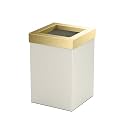 Gatco Small Bathroom Trash Can with Lid, Square 3 Gallon Stainless Steel Wastebasket, Under Sink, Matte Pearl and Brushed Brass, for Bathroom, Bedroom, Office (1935B)