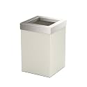 Gatco Small Bathroom Trash Can with Lid, Square 3 Gallon Stainless Steel Wastebasket, Under Sink, Matte Pearl and Satin Nickel, for Bathroom, Bedroom, Office (1935SN)