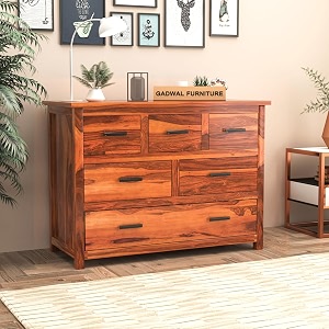 gateway furniture 6-drawer sheesham wood chest of drawers for stylish living room storage tyler honey finish