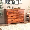 GateWay Furniture 6-Drawer Sheesham Wood Chest of Drawers for Stylish Living Room Storage (Tyler, Honey Finish)