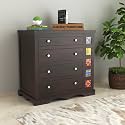 GateWay Furniture Solid Sheesham Wood Wooden Chest of Drawers with 4 Drawer Storage | Multipurpose Storage Cabinet Rack for Bedroom Home Living Room (Ethan, Walnut Finish)