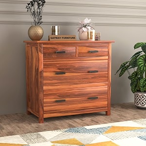 gateway furniture handcrafted solid sheesham wood chest of drawers with 4 spacious storage drawers kayden honey finish