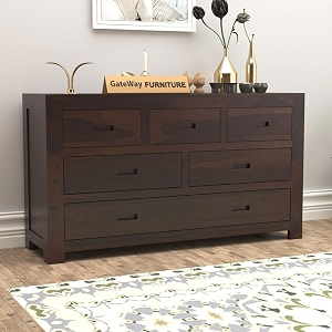 gateway furniture sheesham wood chest of drawers with 6 spacious drawers for living room storage patrick walnut finish
