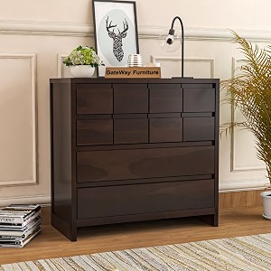 gateway furniture handcrafted sheesham wood wooden 10-drawer chest of drawers and dresser organize in style daniel walnut finish