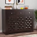 GateWay Furniture Handcrafted Sheesham Wood Chest of Drawers Storage with 3 Drawers and 3 Shelves Sideboard Cabinet Dresser for Elegant Living Room Storage (Ryan,Walnut Finish)