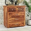 GateWay Furniture Rustic Sheesham Wood Wooden Chest of Drawers with 5 Drawers - Honey Finish for Living Room Storage (Matthew,Honey Finish)