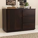 GateWay Furniture Sheesham Wood Wooden 3-Drawer and 2-Shelf Chest of Drawers Wooden for Living Room Storage (Owen,Walnut Finish)