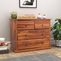 GateWay Furniture Solid Sheesham Wood Chest of Drawers with 4-Drawer Storage (Scott, Honey Finish)