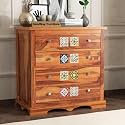GateWay Furniture Solid Sheesham Wood Wooden Handcrafted Chest of Drawers with 4 Drawers - Versatile Storage Solution for Multipurpose Use (Liam,Honey Finish)