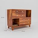GateWay Furniture Solid Sheesham Wood Chest of Drawers with 4 Drawers and 2 Shelf Storage Wooden Dresser for Bedroom Hall Living Room (Elijah,Honey Finish)