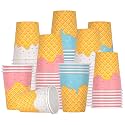 Gatherfun Ice Cream Party Supplies Set for Kids & Girls Birthday Paper Cups,48-Pack 9-oz Baby Shower & Ice Cream Birthday Party Decorations（mix 3 designs）