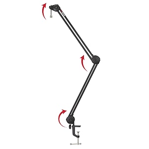 gator frameworks deluxe desk-mounted broadcast microphone boom stand for podcasts amp recording gfwmicbcbm2000