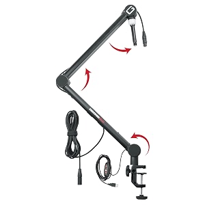 gator frameworks professional desktop broadcastpodcast microphone boom stand with on-air indicator light blueviolet amp red gfwmicbcbm4000