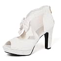 GATUXUS Open Toe Women Platform High Heel Shoes Bows Strappy Sandals