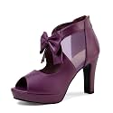 GATUXUS Open Toe Women Platform High Heel Shoes Bows Strappy Sandals