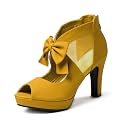 GATUXUS Open Toe Women Platform High Heel Shoes Bows Strappy Sandals