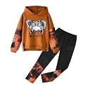 Gaupafmb Girls Clothes Cool Girl Print Tie Dye Hoodie Pullover Sweatshirt Leggings 2PC Outfits