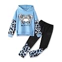 Gaupafmb Girls Clothes Cool Girl Print Tie Dye Hoodie Pullover Sweatshirt Leggings 2PC Outfits