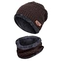 Men's and Women's Winter Woollen Cap with Neck Scarf (Brown, Free Size)