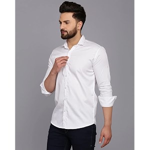 gauri laxmi enterprise men39s solid regular fit shirt shrt pln wht xl_white