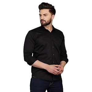 gauri laxmi enterprise men39s solid regular fit shirt shrt pln blk xxl_black