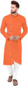 GauriLaxmi Enterprise Solid Cotton Blend Straight Kurta for Men (Orange)