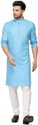 GauriLaxmi Enterprise Solid Cotton Blend Straight Kurta for Men (Light Blue)