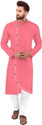 GauriLaxmi Enterprise Solid Cotton Blend Straight Kurta for Men (Pink)