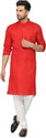 GauriLaxmi Enterprise Solid Cotton Blend Straight Kurta for Men (Red)